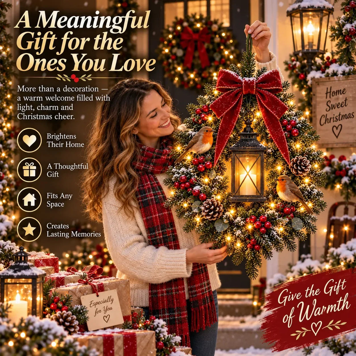 🎄✨ Last Chance – 49% OFF! 🐦 A Robin Glow™ Lighted Christmas Wreath – Bring Holiday Magic to Your Door!