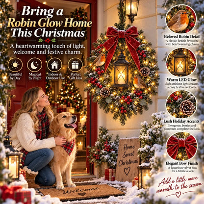 🎄✨ Last Chance – 49% OFF! 🐦 A Robin Glow™ Lighted Christmas Wreath – Bring Holiday Magic to Your Door!
