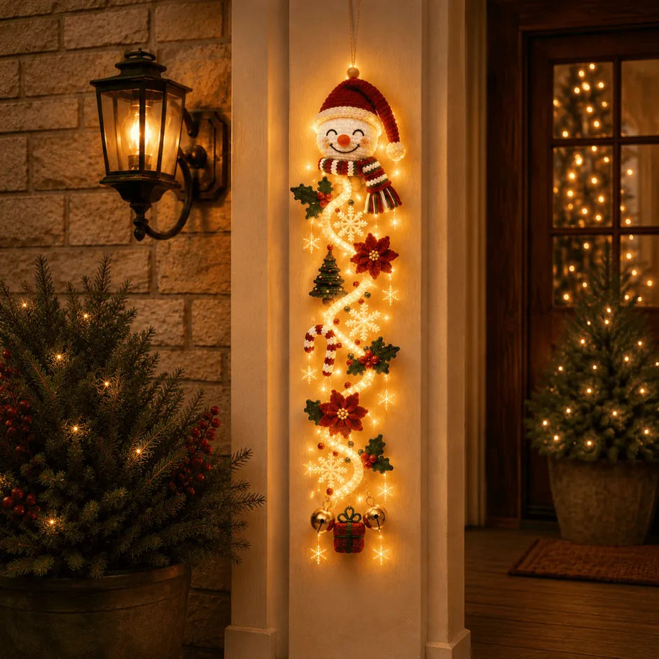 ⏳ Last Day 49% OFF – 🎄MerryCascade™ Glowing Christmas Door Hanger | 6 Festive Lighted Designs with Warm Glow, Dimensional Details & Space-Saving Vertical Décor ✨