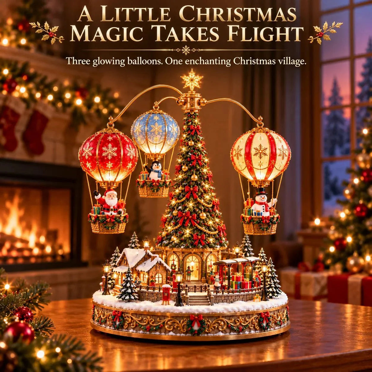 🎅🎈 Santa’s Sky Journey – Animated Lighted Christmas Balloon Village🎈