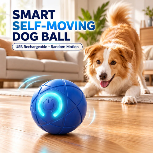 Self-Moving Interactive Dog Ball – USB Rechargeable Pet Toy
