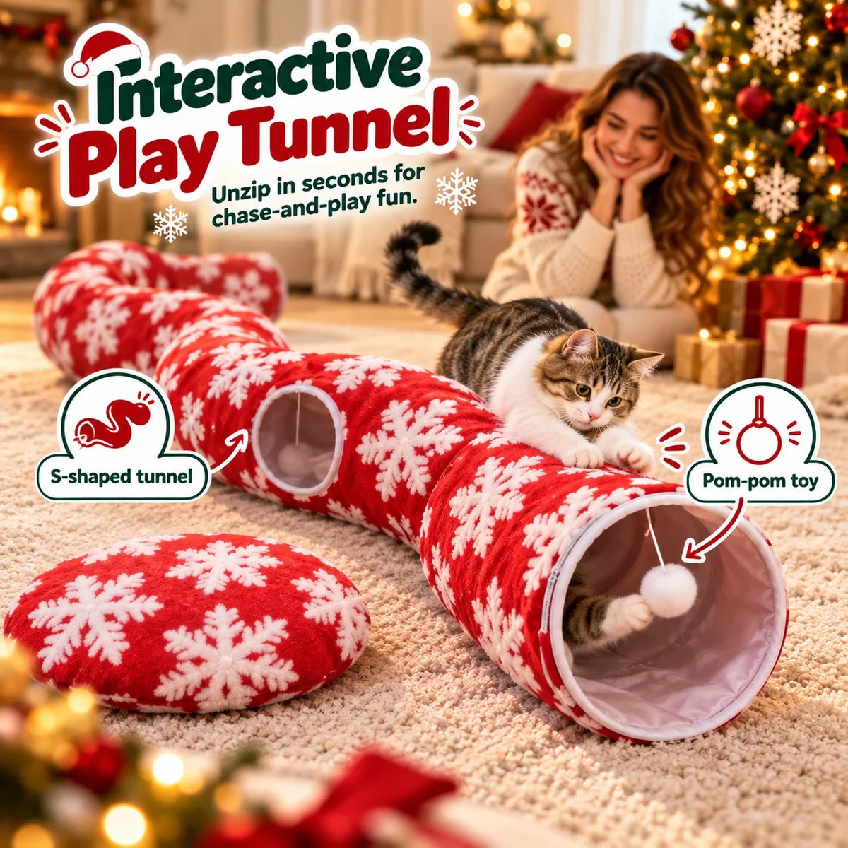 🐱Christmas Tree Cat Tunnel🎄 The Ultimate Cat-Proof Tree Skirt & Hideaway 🐾
