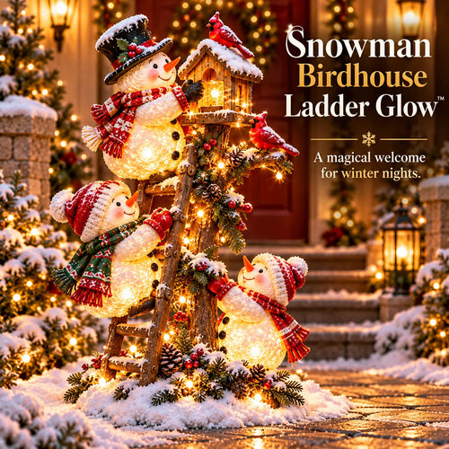 🔥 Last Day 50% Off ☃️ Snowman Birdhouse Ladder Glow™ – Lighted Christmas Porch & Yard Decor