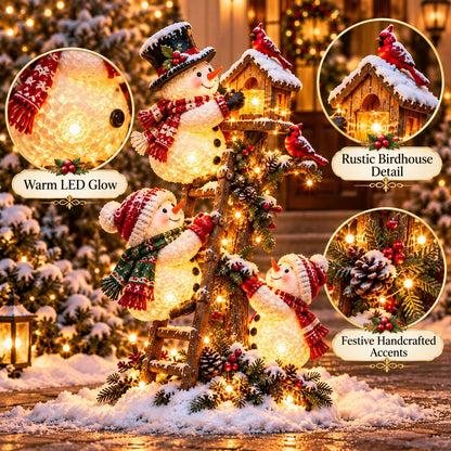 🔥 Last Day 50% Off ☃️ Snowman Birdhouse Ladder Glow™ – Lighted Christmas Porch & Yard Decor