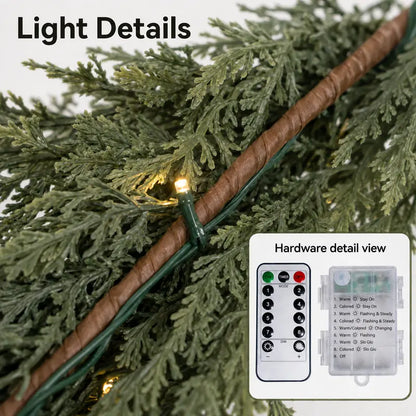 2-Pack Pre-Lit Artificial Cedar Hanging Garland Set with Remote Switch