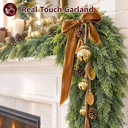 2-Pack Pre-Lit Artificial Cedar Hanging Garland Set with Remote Switch