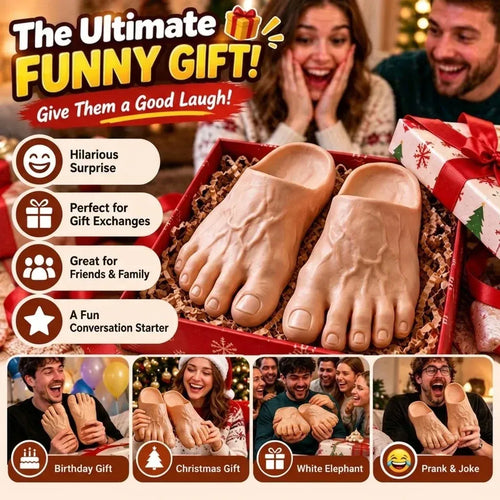 🔥 50% OFF-😂 Realistic Barefoot Slippers – Funny Giant Toe Slides, Hilarious Prank Gift 👣