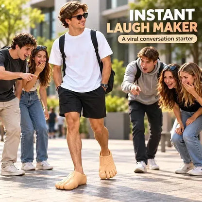 🔥 50% OFF-😂 Realistic Barefoot Slippers – Funny Giant Toe Slides, Hilarious Prank Gift 👣