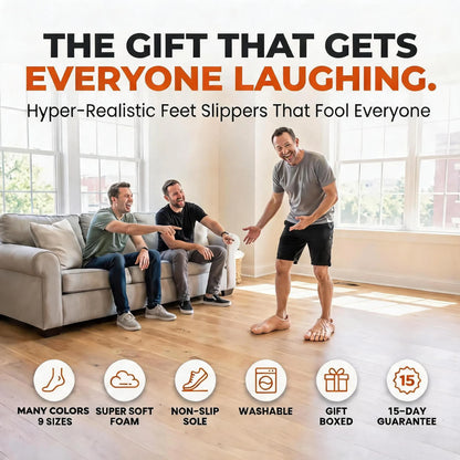 🔥 50% OFF-😂 Realistic Barefoot Slippers – Funny Giant Toe Slides, Hilarious Prank Gift 👣