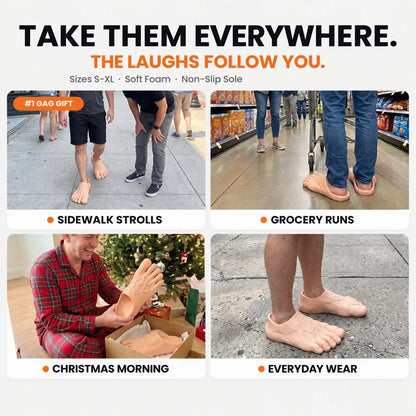 🔥 50% OFF-😂 Realistic Barefoot Slippers – Funny Giant Toe Slides, Hilarious Prank Gift 👣