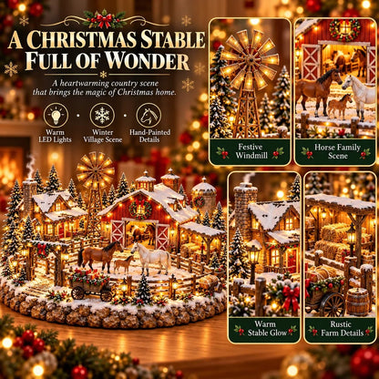 🎁🐴 Weihnachtsdorf mit Pferdestall – Beleuchtete Reitsport-Weihnachtsszene 🎄✨