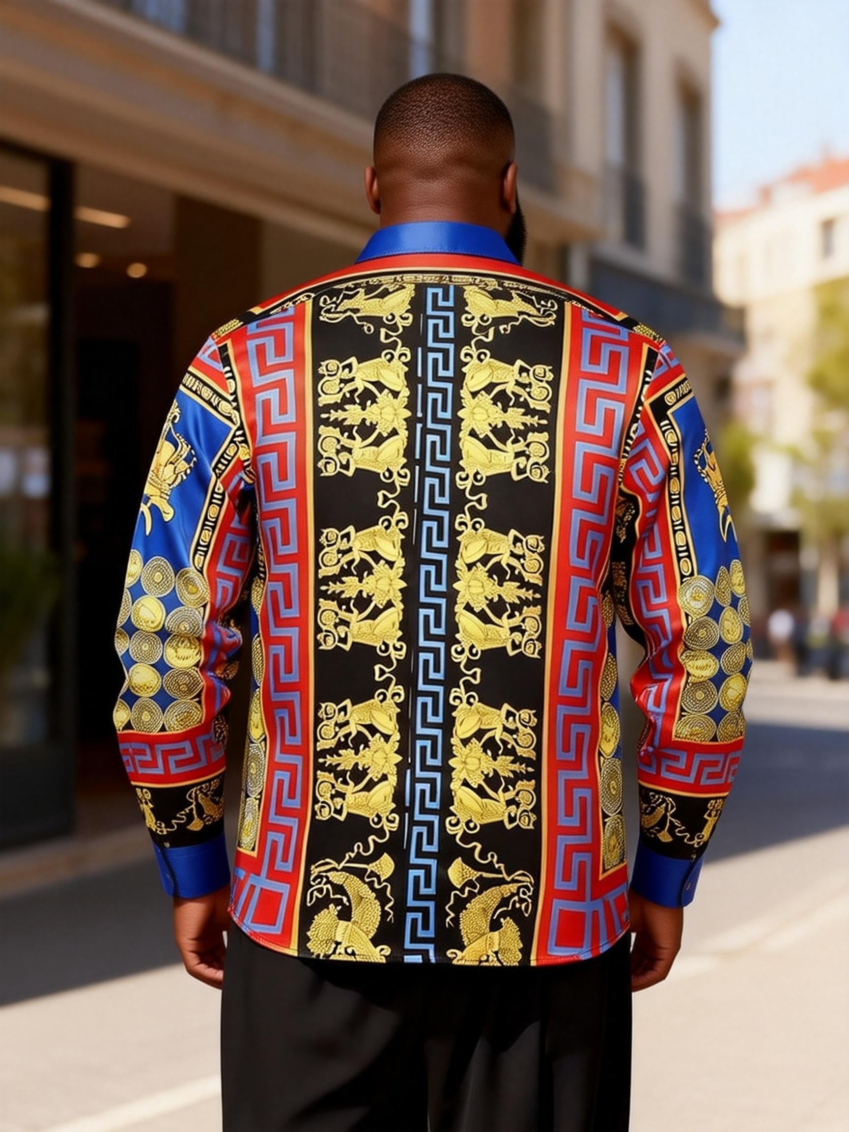 Big & Tall Men's Printed Long Sleeve Shirt