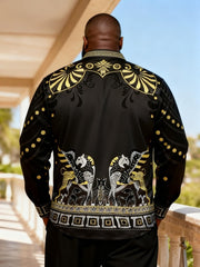 Big & Tall Men's Geometric Cheetah Print Long Sleeve Shirt
