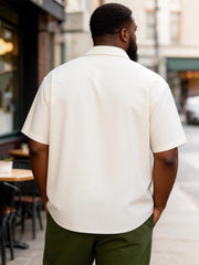 Big & Tall Men's Off-white Geometric Print Short Sleeve Shirt