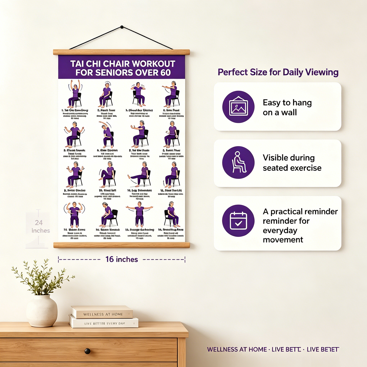Tai Chi Chair Workout Chart For Seniors (16 X 24 Inches)