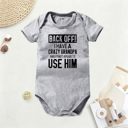 👶 'Back Off! I Have a Crazy Grandpa' Cute Cotton Baby Bodysuit