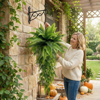 🌱 Boston Fern Hanging Plant — Lifelike, Large & UV-Resistant