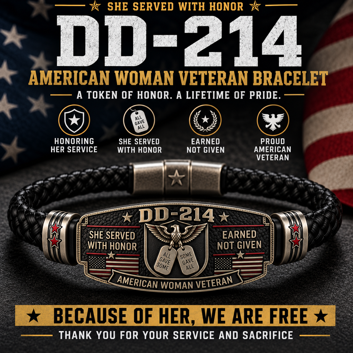 🎖️ Handmade DD-214 Honor Bracelet – A Symbol of Pride