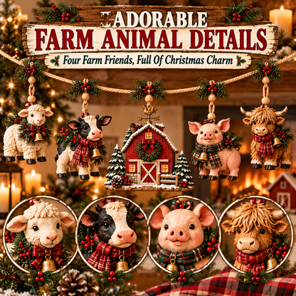 🐄 Christmas Farm Friends Hanging Mantel Garland