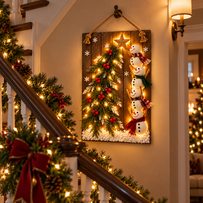 Lighted Snowman Christmas Hanging Sign