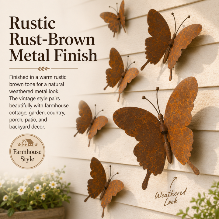 15-Piece Rustic Metal Butterfly Wall Décor Set – Transform Any Wall Into Garden Art