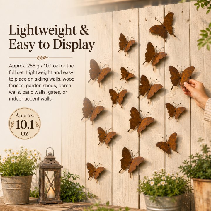 15-Piece Rustic Metal Butterfly Wall Décor Set – Transform Any Wall Into Garden Art