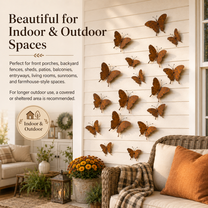15-Piece Rustic Metal Butterfly Wall Décor Set – Transform Any Wall Into Garden Art