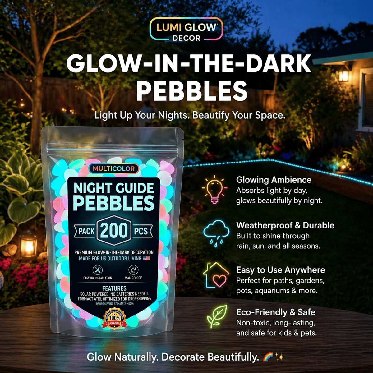 ✨ Colorful Glow-in-the-Dark Garden Pebbles