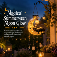 Summerween HangingMoon Cat Solar Light