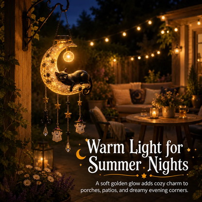 🔥Halloween Early Bird Sale🎃Summerween HangingMoon Cat Solar Light
