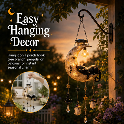 🔥Halloween Early Bird Sale🎃Summerween HangingMoon Cat Solar Light