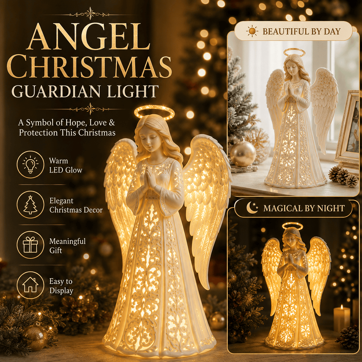 🪽✨ Angel Christmas Guardian Light – A Symbol of Hope, Love & Protection