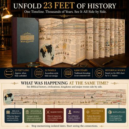 🌍Adams Synchronological Chart – 23-Ft Fold-Out Biblical & World History Timeline