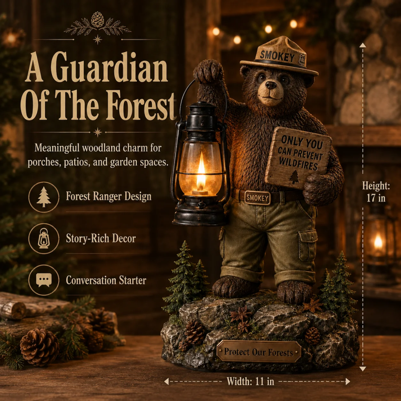 Solar Forest Ranger BearLantern Statue