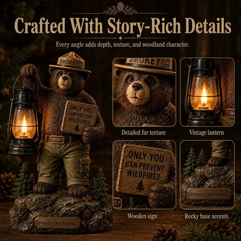 Solar Forest Ranger BearLantern Statue