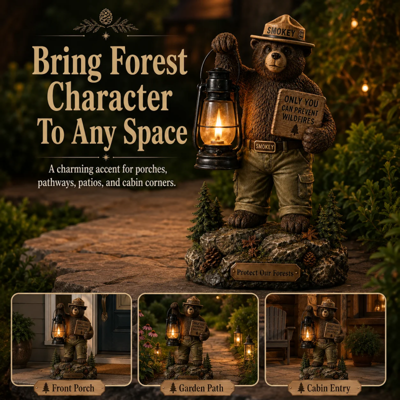 Solar Forest Ranger BearLantern Statue