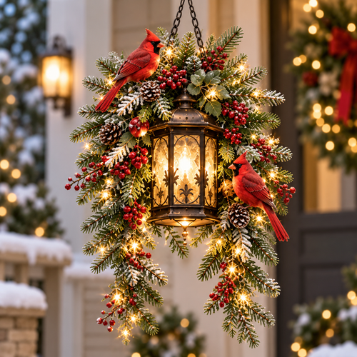 🎄 ✨ Light Up Your Christmas – Pre-Lit Lantern & Evergreen Porch Decor | 6 Festive Styles