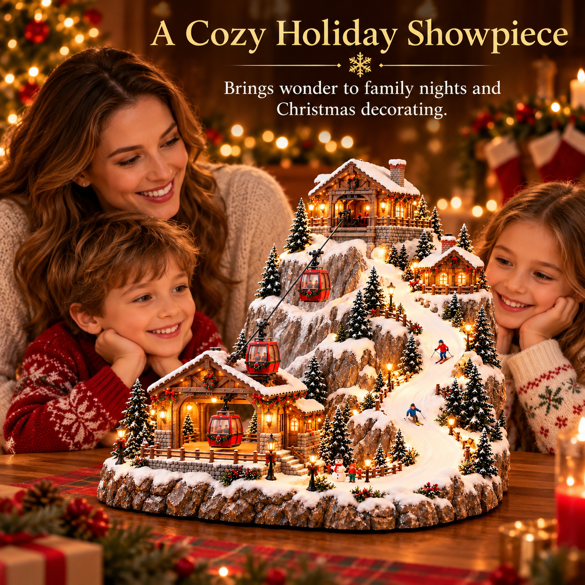 🔥 LAST DAY 49% OFF 🔥 Animated Christmas Mountain Cable Car Village™ – Lighted Alpine Ski Resort Scene with Moving Gondolas & Cozy Holiday Chalets ✨