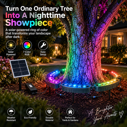 🌈Solar 7-Color RGB Tree Ring Lights – Turn Your Trees Into a Stunning Nighttime Display ✨