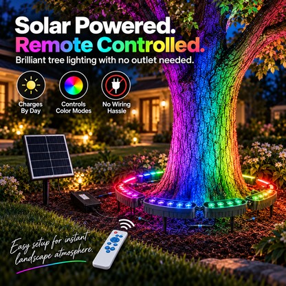 🌈Solar 7-Color RGB Tree Ring Lights – Turn Your Trees Into a Stunning Nighttime Display ✨