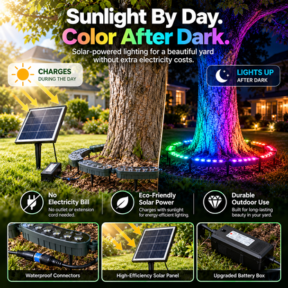 🌈Solar 7-Color RGB Tree Ring Lights – Turn Your Trees Into a Stunning Nighttime Display ✨