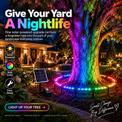 🌈Solar 7-Color RGB Tree Ring Lights – Turn Your Trees Into a Stunning Nighttime Display ✨