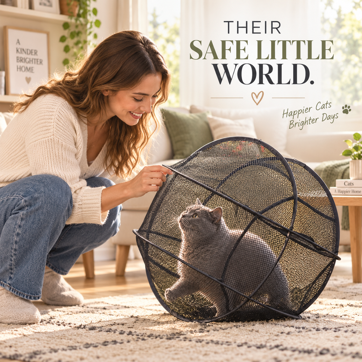 🐾 Portable 360° Cat Playpen – Their Safe Little Space Anywhere！！！