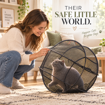 🐾 Portable 360° Cat Playpen – Their Safe Little Space Anywhere！！！