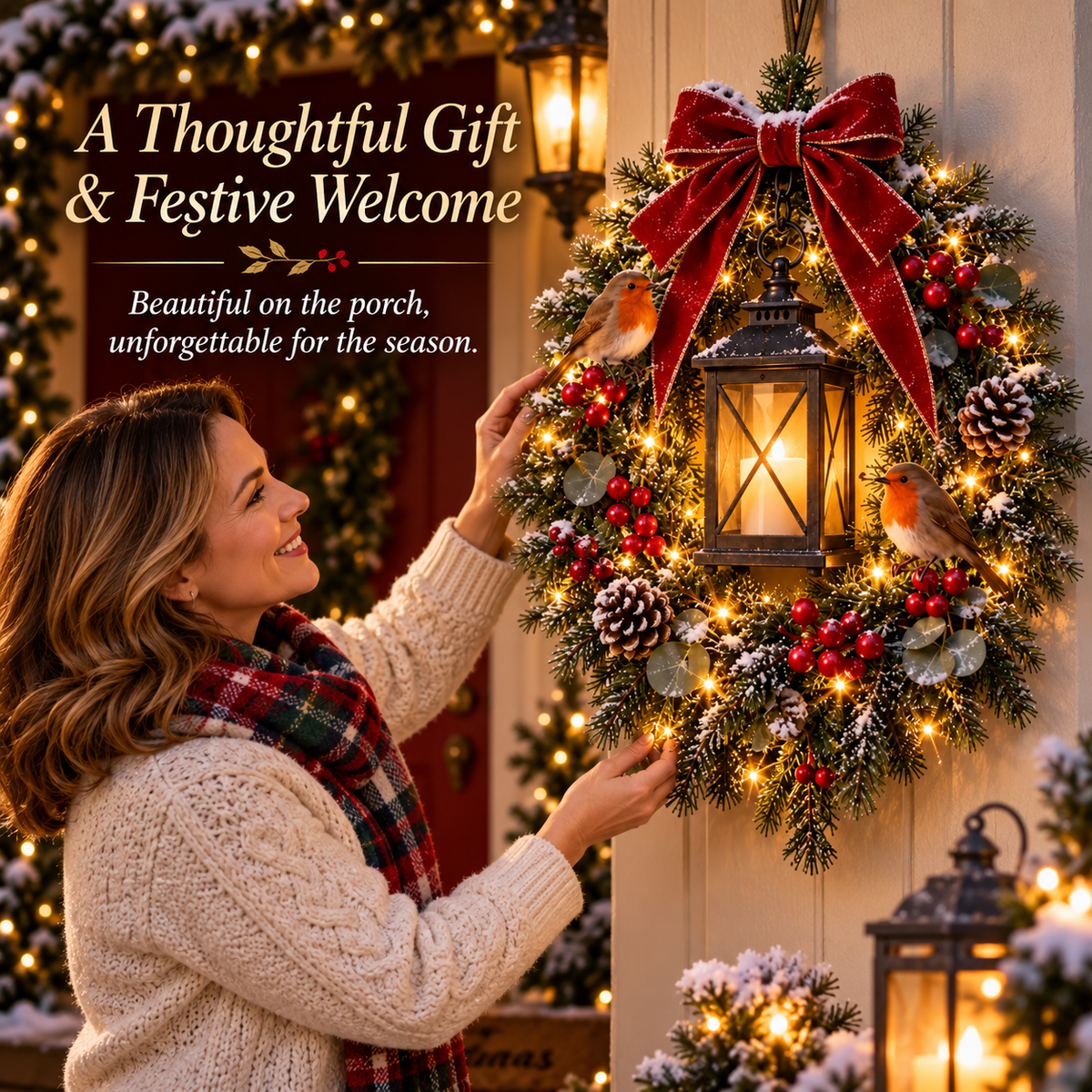 ✨Last Day 49% OFF✨🐦 A Robin Glow™ – Lighted Robin Christmas Wreath