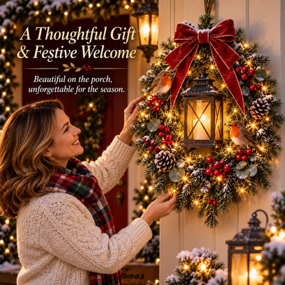 ✨Last Day 49% OFF✨🐦 A Robin Glow™ – Lighted Robin Christmas Wreath