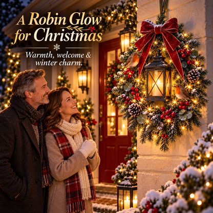 ✨Last Day 49% OFF✨🐦 A Robin Glow™ – Lighted Robin Christmas Wreath