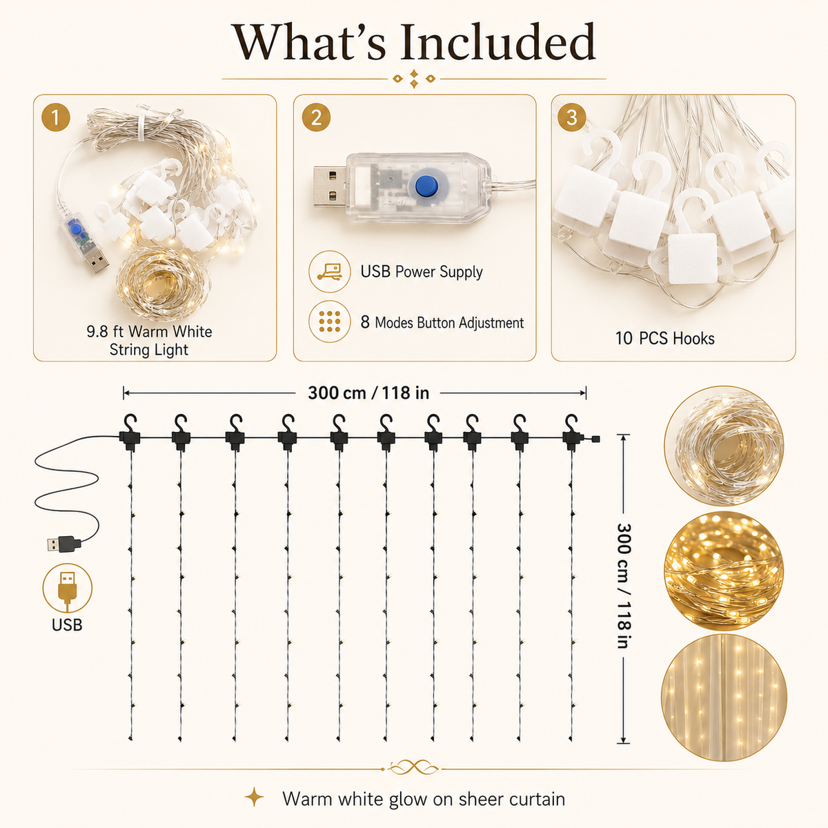 Dreamy Tulle Curtain Lights Set