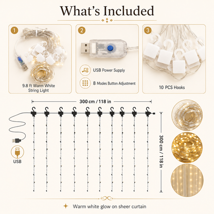 Dreamy Tulle Curtain Lights Set