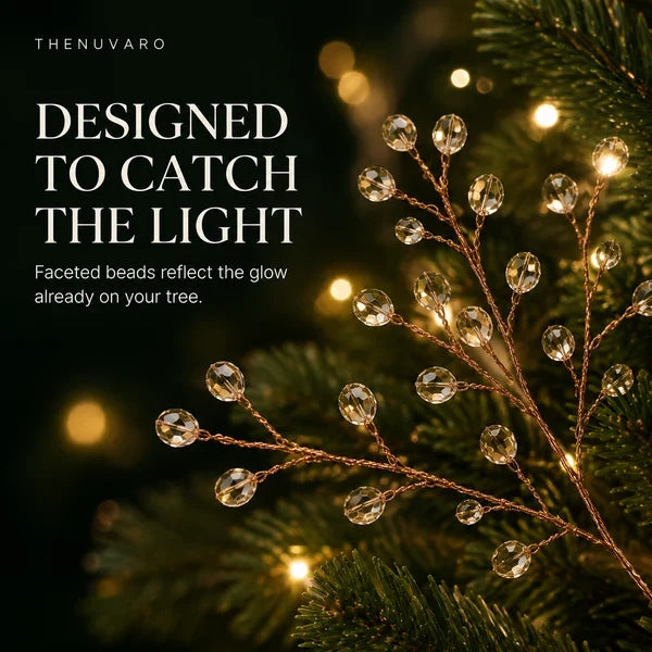 Crystal Beaded Christmas Tree Branch Picks – Instant Sparkle & Fuller Holiday Décor